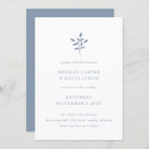 Dusty Blue Simple Modern Botanical Wedding