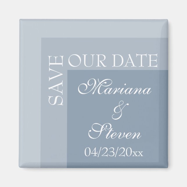 Dusty Blue Simple Modern Chic Script Wedding Magne Magnet (Vorne)