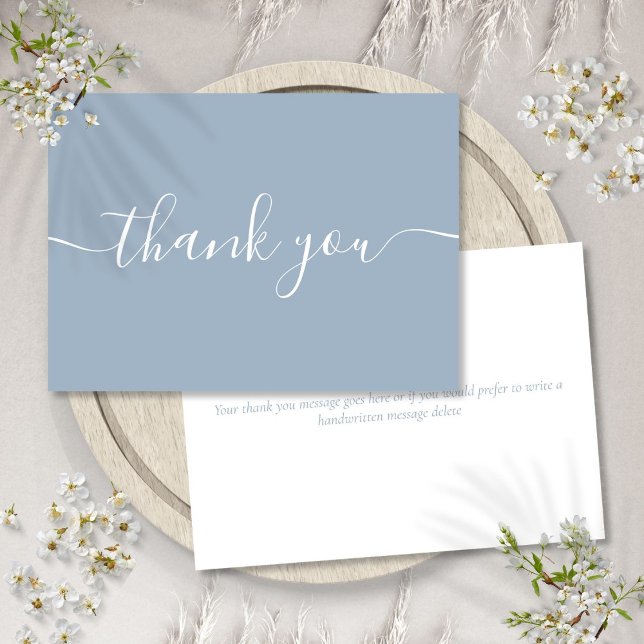 Dusty Blue Simple Modern Elegantes Script Dankeskarte (Dusty Blue Simple Modern Elegant Script Thank You Card)