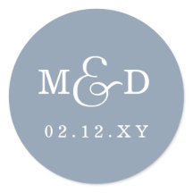 Dusty Blue Simple Modern Monogram Wedding