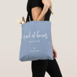 Dusty Blue Simple Modern Trauzeugin Script<br><div class="desc">Ein schlichtes,  elegantes und modernes Design für Ihre Trauzeugin Tote Tasche. Diese Taschen sind zeitlos und können komplett angepasst werden. Bitte senden Sie mir Ihre individuellen Designanfragen oder Fragen,  wenn Sie über den unten stehenden Button "Nachricht" Hilfe bei Ihren Designs wünschen.</div>