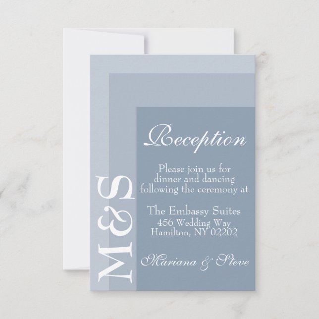 Dusty Blue Simple Modern Wedding Reception Card Dankeskarte (Vorderseite)