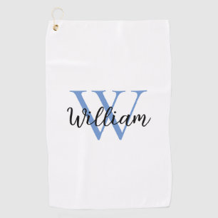 Dusty Blue Simple Monogram Name Personalisiert Golfhandtuch