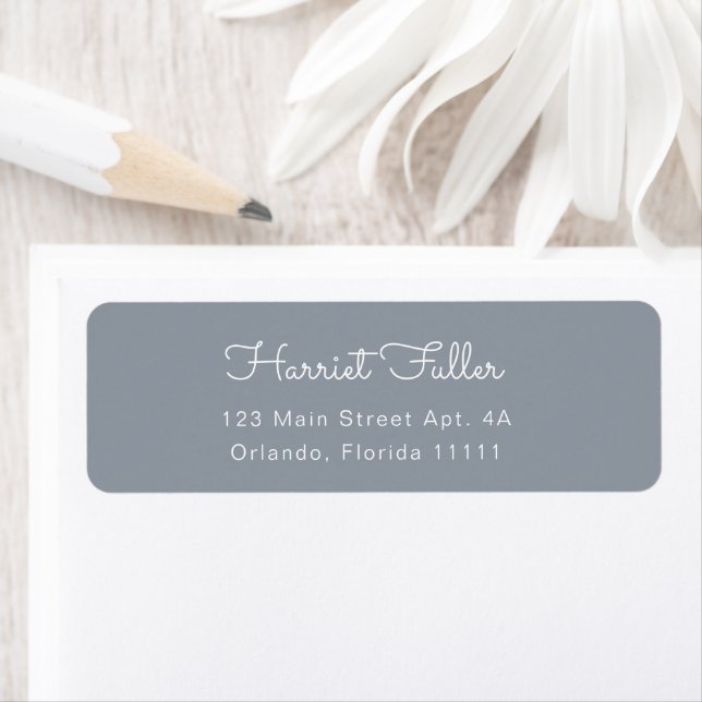 Dusty Blue Simple Script Return Address Label (Insitu)