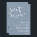 Dusty Blue Simple Script Sweet 16 Birthday Foto I Einladung<br><div class="desc">Dusty Blue Simple Minimalistisch Script Sweet 16 Birthday Foto Einladung</div>