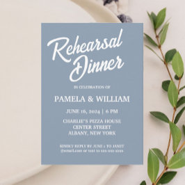 Dusty Blue Simple Style Hochzeit Probe Dinner Einladung