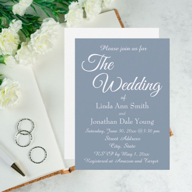 Dusty Blue Simple Style Wedding Einladung (In Situ Wedding)