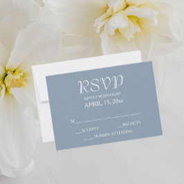 Dusty Blue Simple Style Wedding RSVP Karte