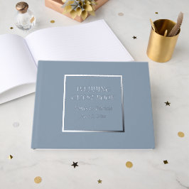 Dusty Blue Simple Stylized Lettering Wedding Gästebuch