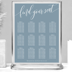 Dusty Blue Simple Wedding Seating Chart Poster