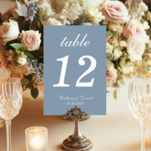 Dusty Blue Simple White Script Calligraphy Wedding