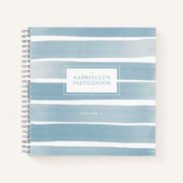 Dusty Blue Sketchbook Abstrakt Stripes Individuell Notizbuch