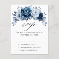 Dusty Blue Slate Dark Navy Floral Botanic UAWG