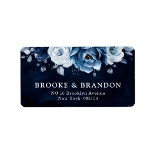 Dusty Blue Slate Navy Botanischer Hochzeitssongleu Adressaufkleber