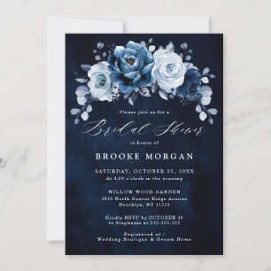 Dusty Blue Slate Navy Botanisches Brautparty Invi Einladung