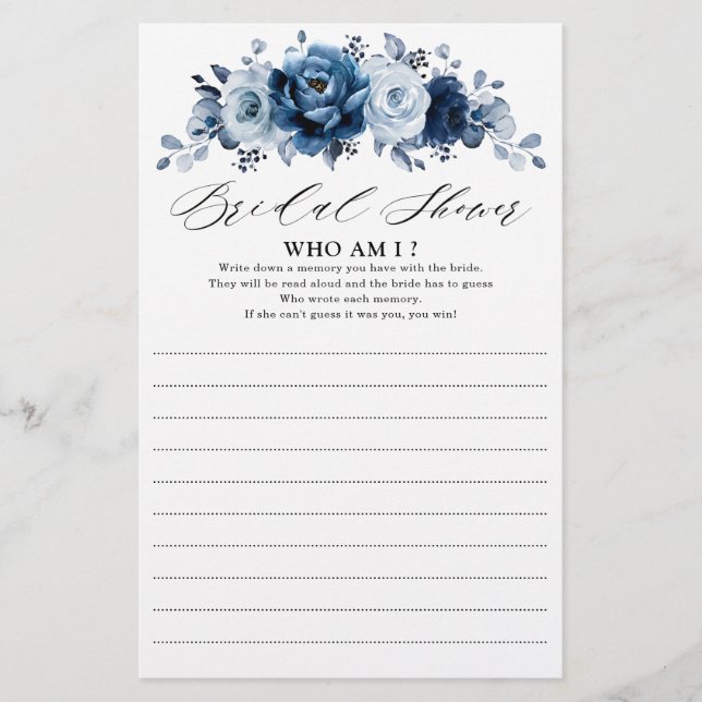 Dusty Blue Slate Navy Brautparty Game (Vorderseite)