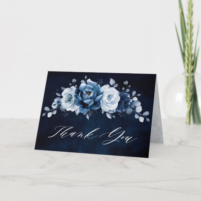Dusty Blue Slate Navy Brautparty Hochzeit Danke (Vorderseite)