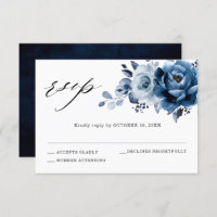 Dusty Blue Slate Navy Floral Botanical Wedding