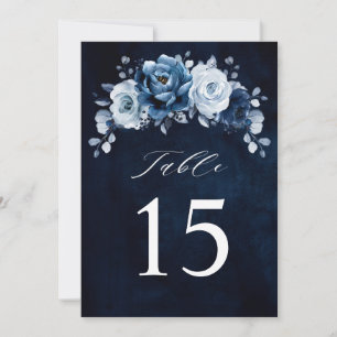 Dusty Blue Slate Navy Wedding Tischnummer Card