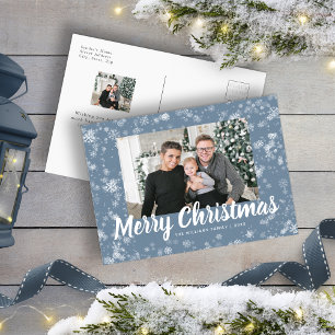 Dusty Blue Snowflake Foto Weihnachten Postkarte