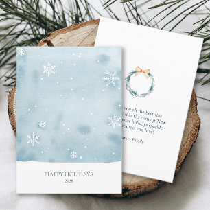 Dusty Blue Snowflake Holiday Card Einladung