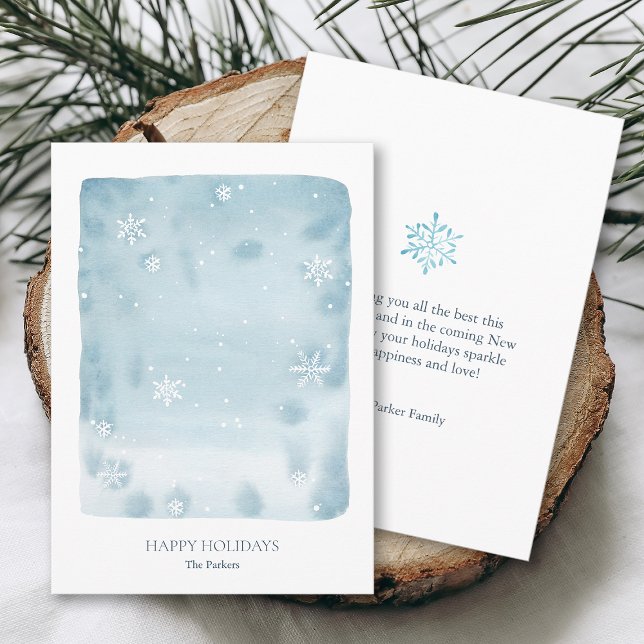 Dusty Blue Snowflake Holiday Card Einladung (Von Creator hochgeladen)