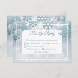 Dusty Blue Snowflake Moderne Hochzeit RSVP Karte