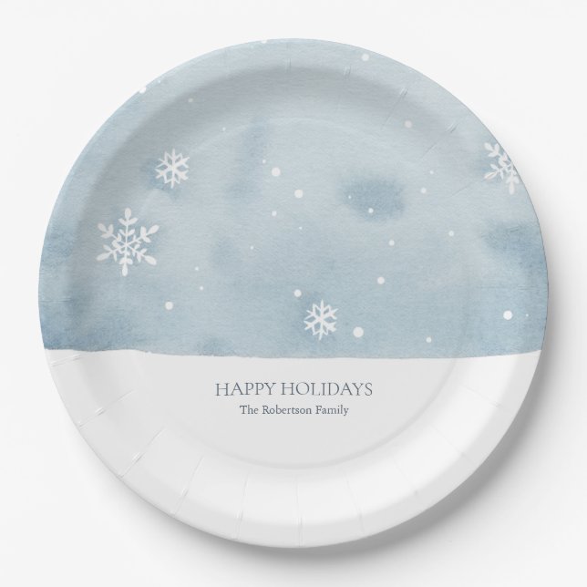 Dusty Blue Snowflake Pappteller (Vorderseite)