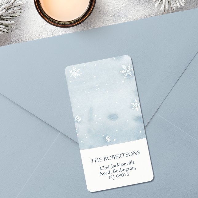 Dusty Blue Snowflake Return Address Label Adressaufkleber (Von Creator hochgeladen)