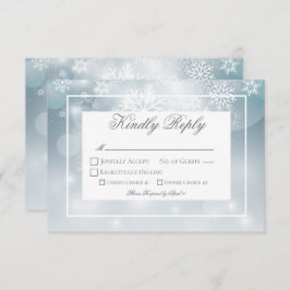 Dusty Blue Snowflake Sky Moderne Hochzeit RSVP Karte