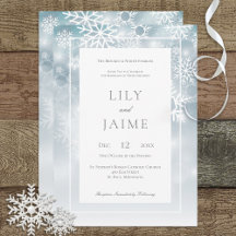 Dusty Blue Snowflake Sky Moderne Hochzeitseinladun