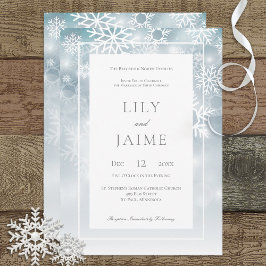 Dusty Blue Snowflake Sky Moderne Hochzeitseinladun Einladung