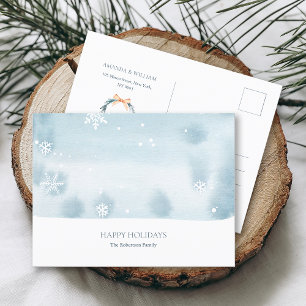 Dusty Blue Snowflake Weihnachtskarte Einladungspostkarte