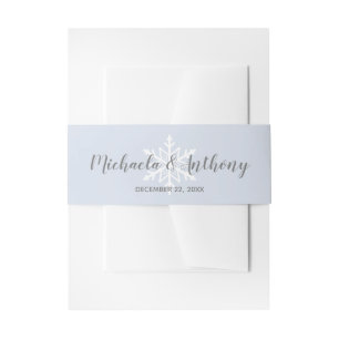 Dusty Blue Snowflake Winter Wedding Einladungsbanderole