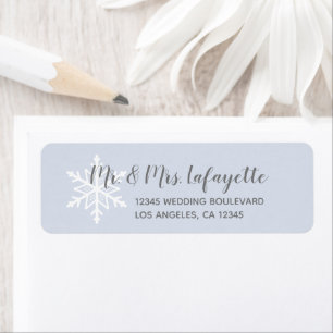 Dusty Blue Snowflake Winter Wedding Rücksendeadres