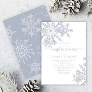 Dusty Blue Snowflake Winterpaare Brautparty Einladung