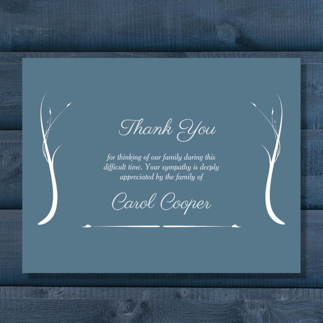 Dusty Blue Sober Beerdigung Danke Note Card (Dusty Blue Sober Funeral Thank You Note Card)