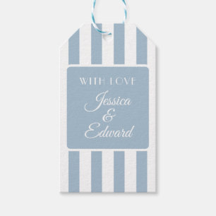 Dusty Blue Soft Striped Couple Names Geschenkanhänger
