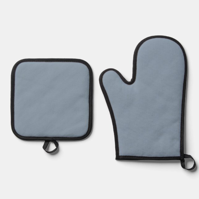 Dusty Blue Solid Color Ofenhandschuh & Topflappen-Set (Vorderseite)