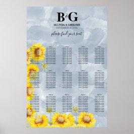 Dusty Blue Sonnenblumen Hochzeitssattel Poster