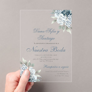 Dusty Blue Spanish Wedding Acryleinladung Acryleinladungen