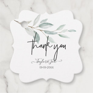 Dusty Blue Sprig Dankeschön-Signaturschrift Geschenkanhänger