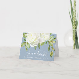 Dusty Blue Spring Floral Peony Wedding Dankeskarte
