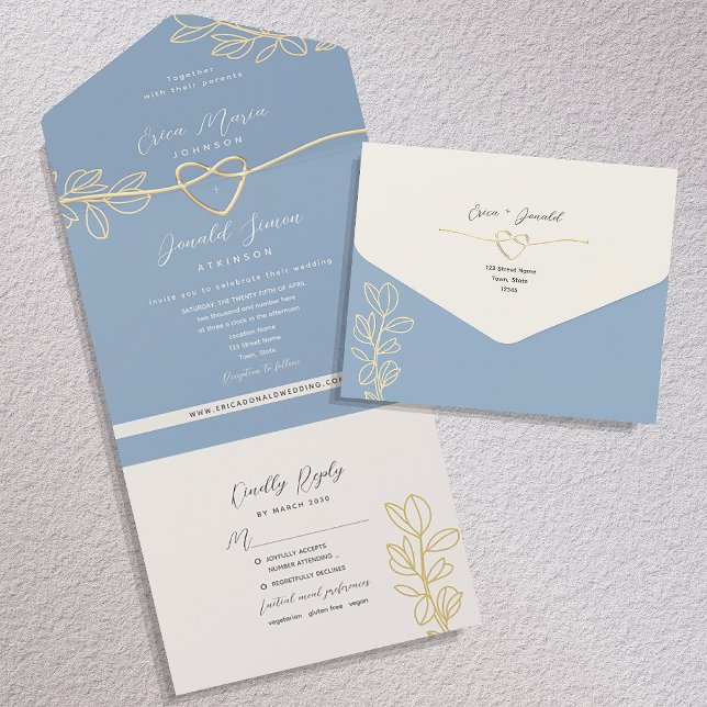 Dusty Blue Spring Wedding All-in-One Einladung (Von Creator hochgeladen)