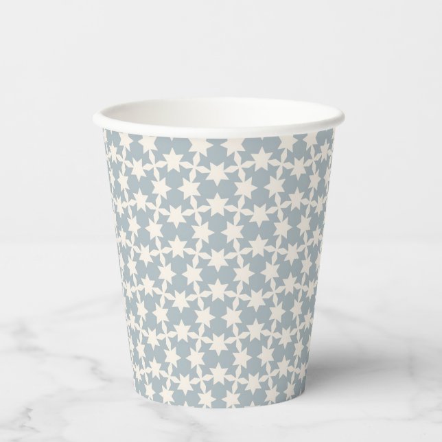 Dusty Blue Star Muster Paper Cup Pappbecher (Vorderseite)