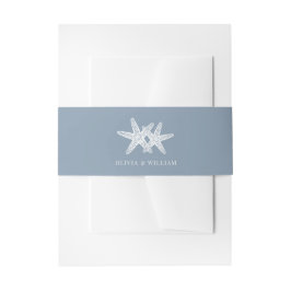 Dusty Blue Starfish Beach Minimal Wedding Einladungsbanderole