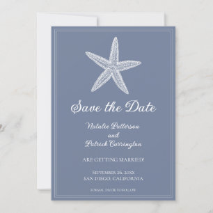 Dusty Blue Starfish Save the Date einladen Einladung