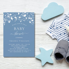 Dusty Blue Stars Baby Dusche Einladung