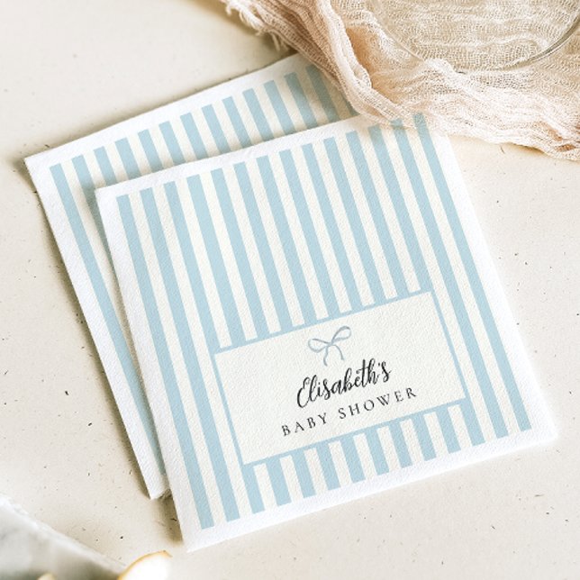 Dusty Blue Stripes Classic Party Napkins Serviette (Von Creator hochgeladen)