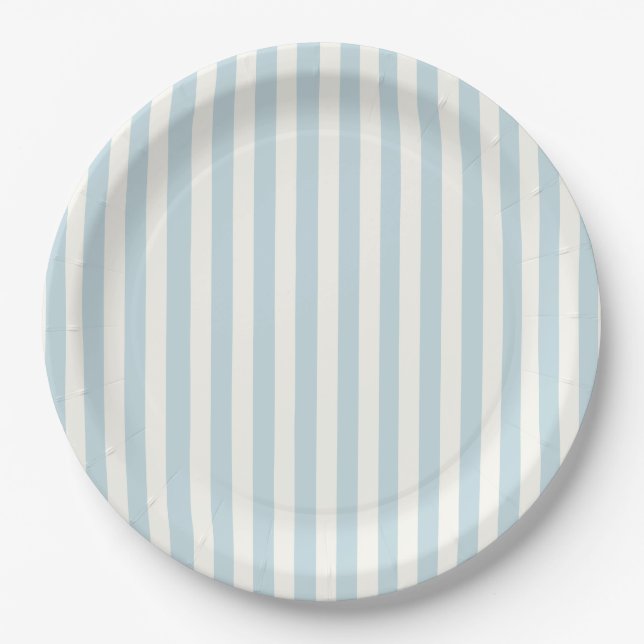 Dusty Blue Stripes Classic Party Pappteller (Vorderseite)